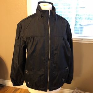 Black nylon moto jacket